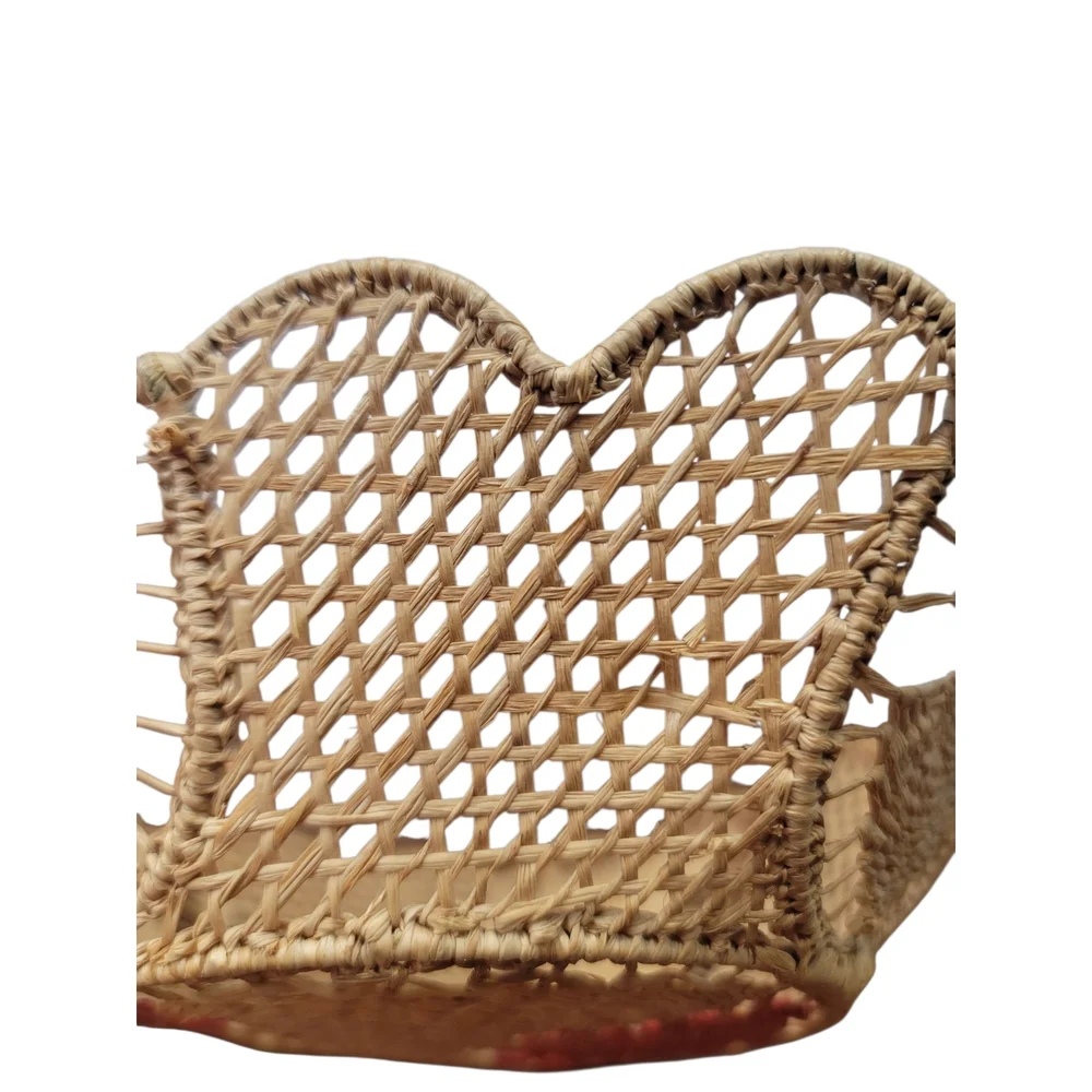 Vintage Delicate Handwoven Tenerife Lace Woven Made in Italy Basket